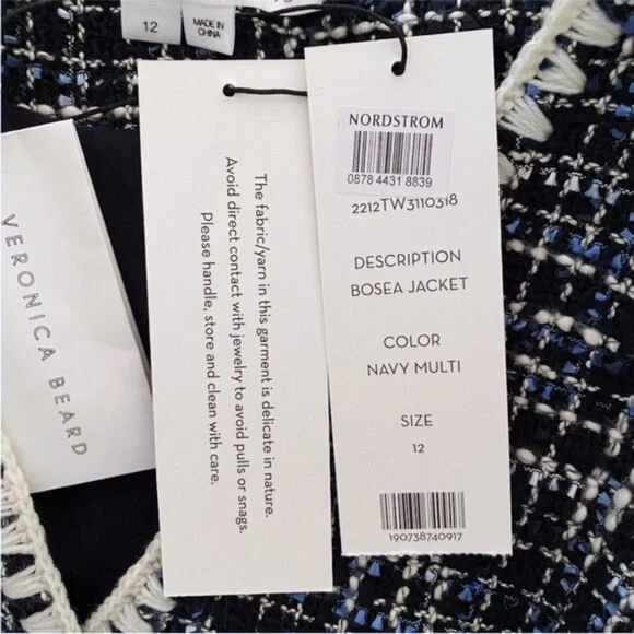 NEW Veronica Beard Bosea Tweed Cotton Blend Jacket Navy Multi 12 - Picture 16 of 17